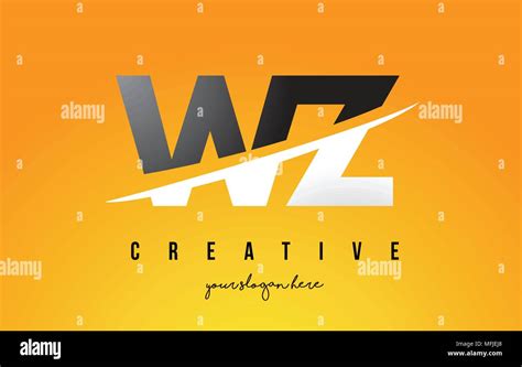 Wz W Z Letter Modern Logo Design With Swoosh Cutting The Middle Letters