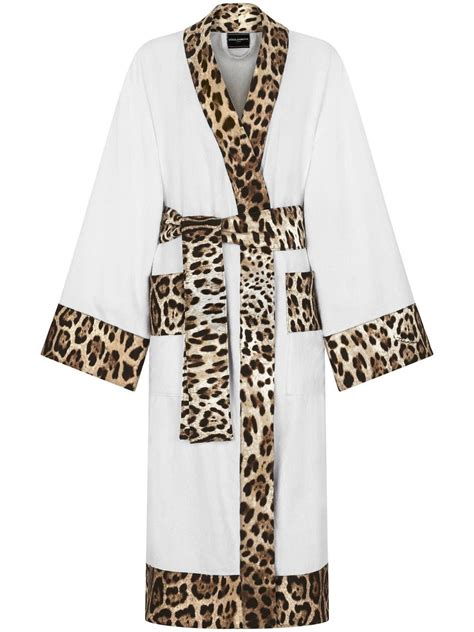 Dolce And Gabbana Leopard Print Cotton Bathrobe Farfetch