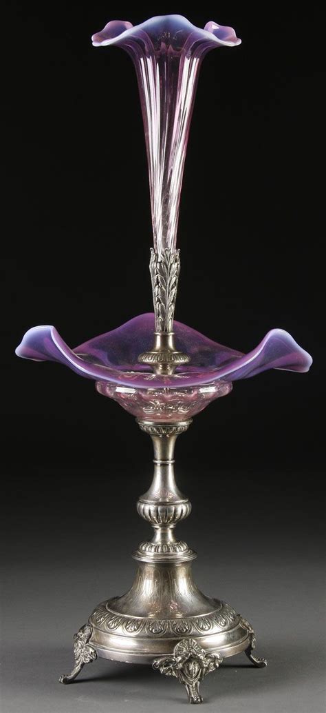 Victorian Art Glass Epergne Centerpiece Antique Glass Gorgeous Glass Antique Vase