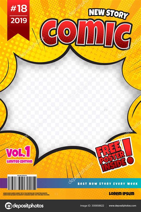 Comic Book Page Template Design Magazine Cover Stock Vector Image By