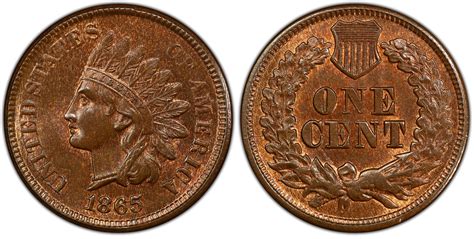 1865 1c Fancy 5 Bn Regular Strike Indian Cent Pcgs Coinfacts