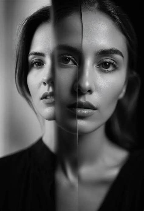 Double Exposure Portrait Black and White - Stable Diffusion AI Image ...