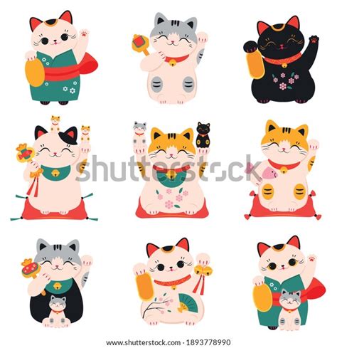 Japanese Maneki Neko Cats Collection Traditional White Lucky Cat Doll