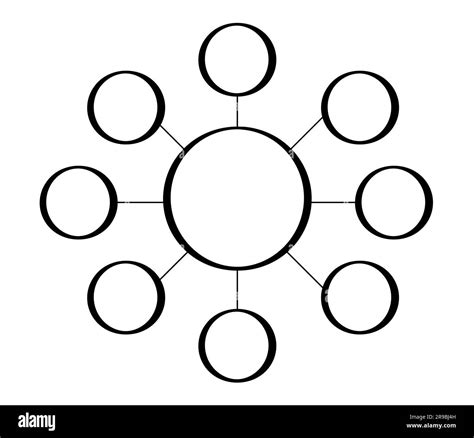 Mind Map Empty Circles Connected With Biggest One On White Background