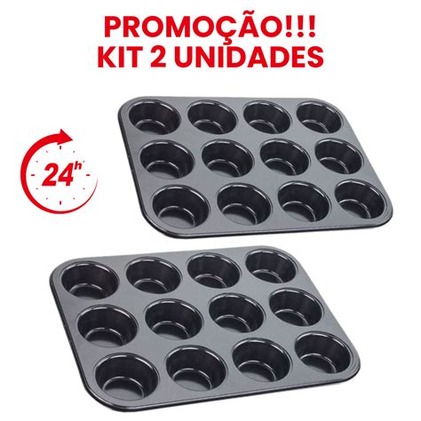 Kit Formas Cupcake Antiaderente P O De Queijo Mel Empada Cavidades