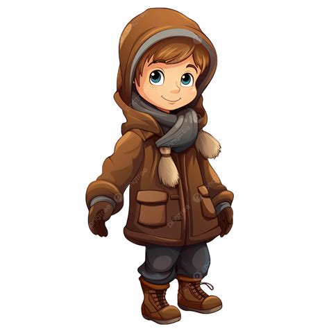 Winter Expedition Clip Art Of Boy In Cold Weather Gear Taking A Stroll