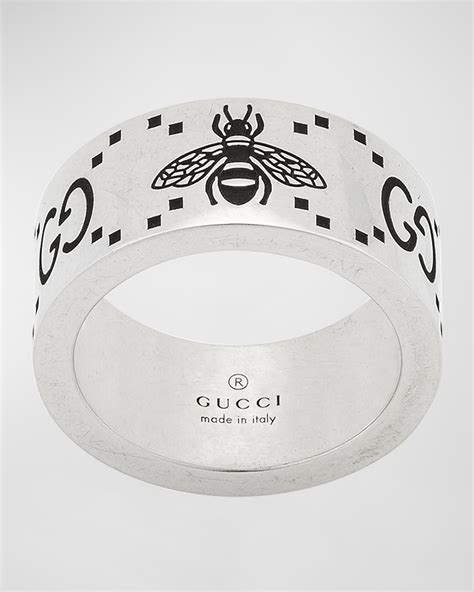 Gucci Mens Gg And Bee Band Ring 9mm Neiman Marcus