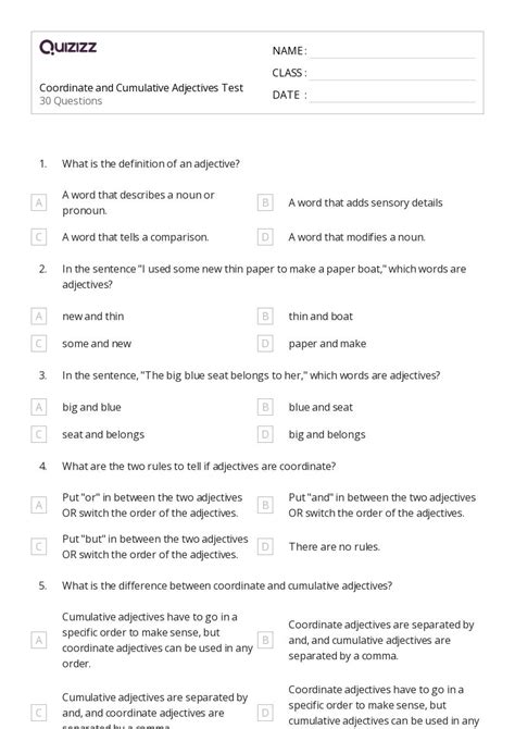 50+ Commas With Coordinate Adjectives worksheets for 7th Year on ...