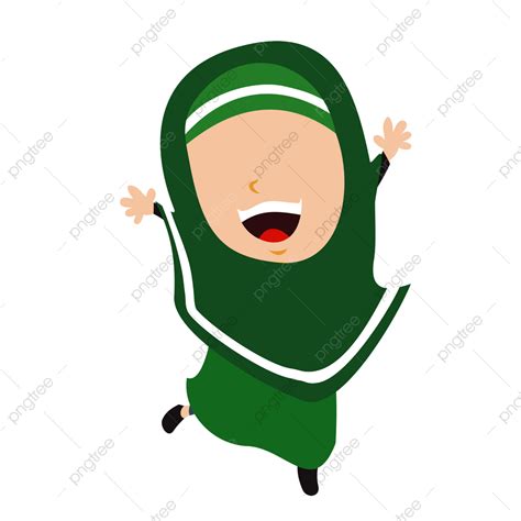 Hijab Muslim Girl Vector Design Images Happy Hijab Muslim Girl Muslim