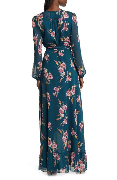 Wayf The Meryl Floral Long Sleeve Wrap Gown Nordstrom