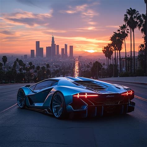 Ultrawide Angle Product Photograph Of A Futuristic Bright Neon Blue