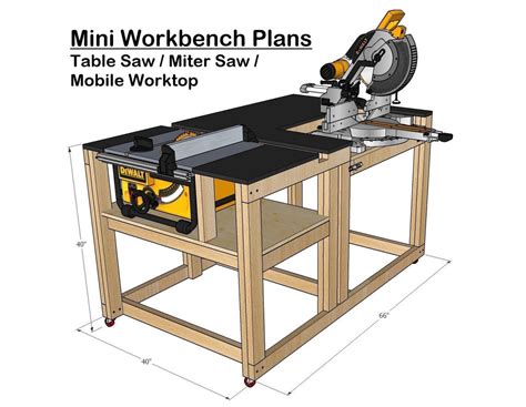 Compact Mobile Workbench Plans For Miter Table Saw Instant Etsy