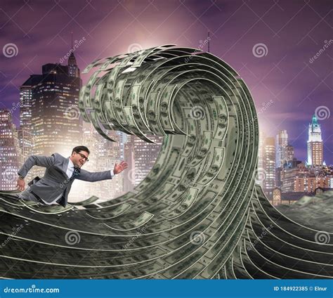 Businessman Swimming In The Sea Of Dollar Money Stock Image Image Of