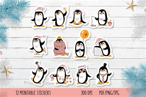 Cute penguin printable stickers