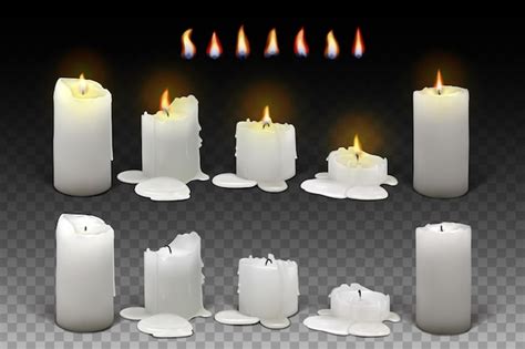 Conjunto De Velas Blancas Encendidas Sobre Un Fondo Transparente