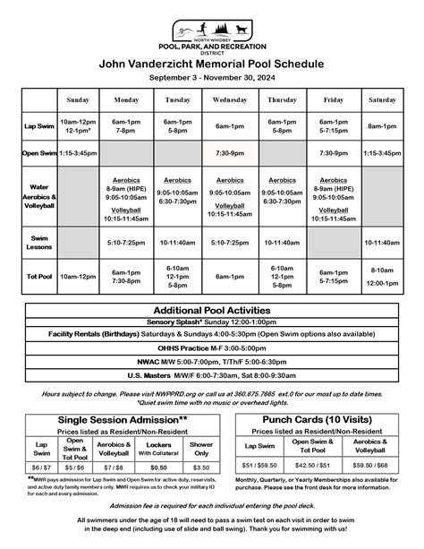 Pool Schedule