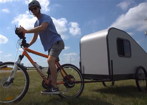 Man electrifies his bicycle to pull his DIY camper trailer - CaravanSA