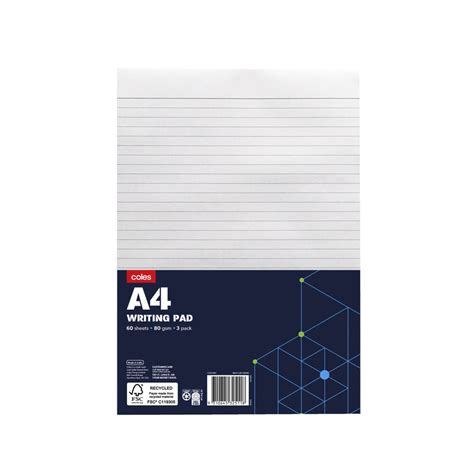 Buy Coles A4 Writing Pad 3 Pack Coles