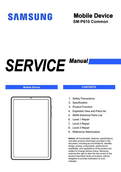 Service Manual Samsung Galaxy Tab S6 Lite Sm P610