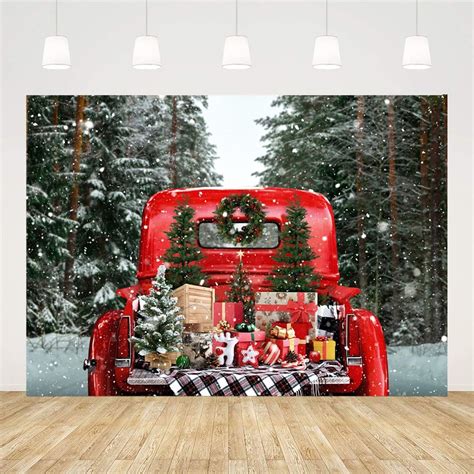 Kate Christmas Photography Backdrop Xmas Red Truck Camper