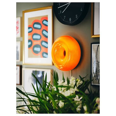 Varmblixt Led Table Wall Lamp Orange Glass Round Ikea Lietuva