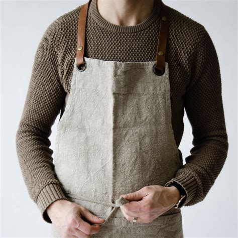 Linen And Leather Luxury Apron Aprons For Men Linen Apron Apron