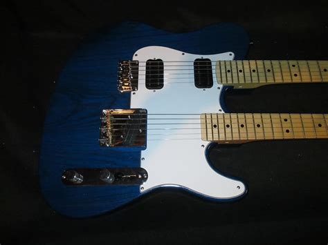 Warmoth Double Neck Tele Trans Blue Rons Guitars Reverb