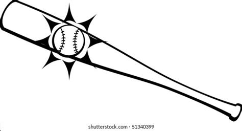 Baseball Bat Hitting Ball Stock Vector Royalty Free 51340399 Shutterstock