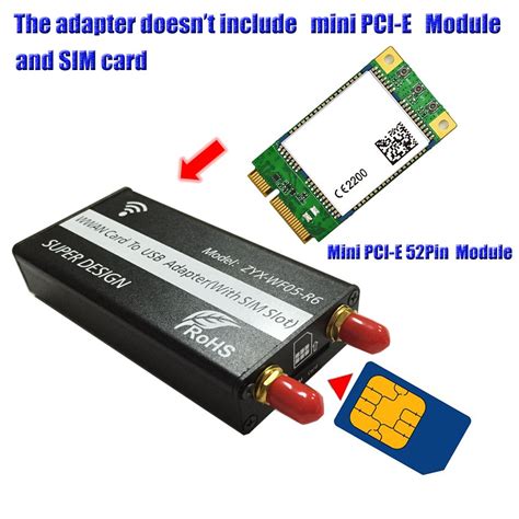 Mini Pci E Zu Usb Adapter Mit Sim Karten Slot F R Wwan Lte Modul