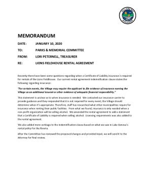 Fillable Online Parks And Recreation Department Memorandum Fax Email