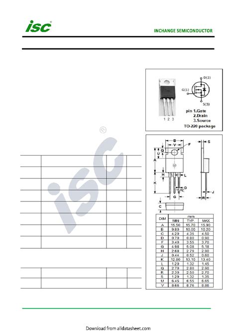 FQP34N20 Datasheet 1 2 Pages ISC Isc N Channel MOSFET Transistor