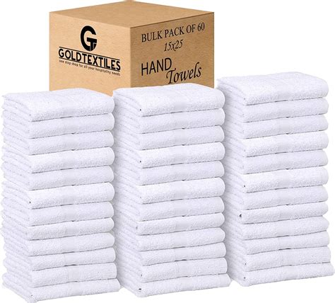 Gold Textiles 60 Pack Cotton Blend Hand Towels White Basic For Salons