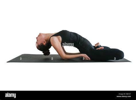 Girl Doing Yoga Isolated On White Background Stock Photo Alamy