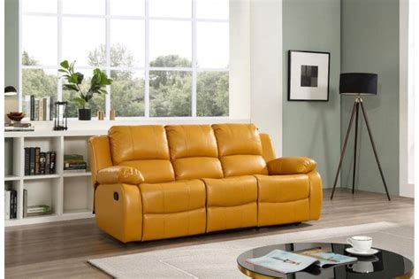 Valencia Mustard Leather Recliner 3 2 Seater Sofa Bundle FurnitureInstore