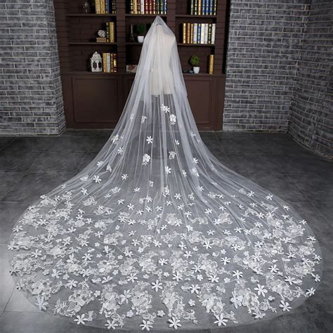 New Design Bridal Veils With Flower Charming White Ivory Long Bridal