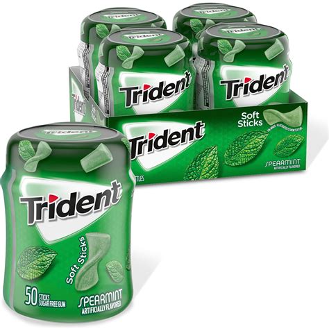 Trident Unwrapped Spearmint Sugar Free Gum 4 Bottles Of 50 Pieces 200 Total Pieces