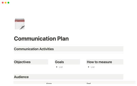 Communication Plan Notion Template