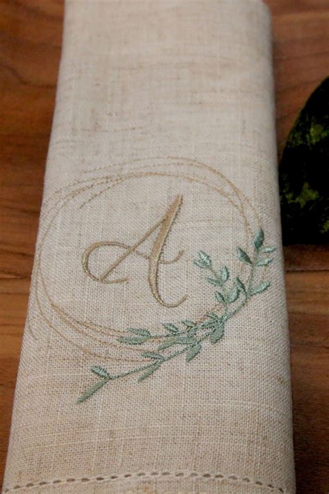 Monogrammed Embroidered Napkin Set Monogram Napkin Etsy