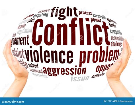 Conflict Word Cloud Hand Sphere Concept Stock Illustration