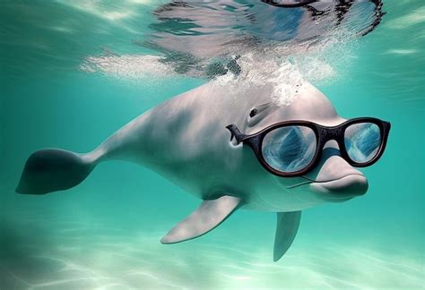 Premium Ai Image Dolphin Swims With Goggles Ai Generated