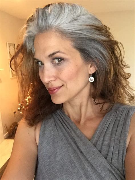 Long Gray Hair Transitioning To Gray Gray Hair Transition Silver