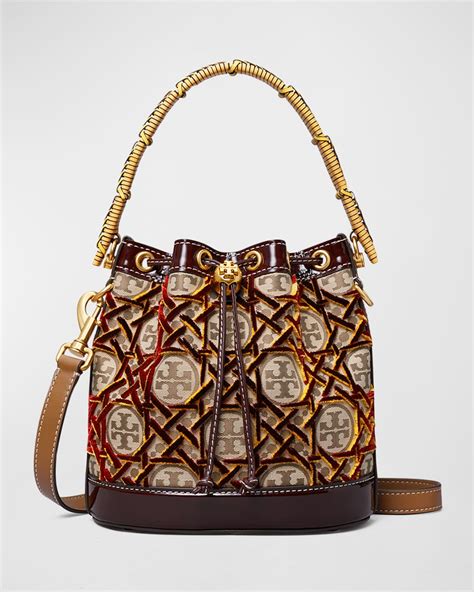 Tory Burch T Monogram Raffia Bucket Bag Neiman Marcus