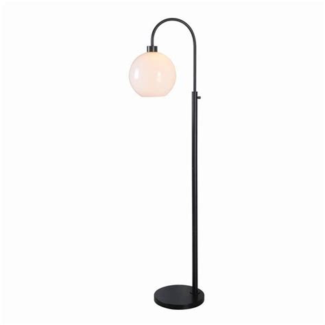 Hampton Bay Highstone In Black Indoor Floor Lamp With Opal Globe