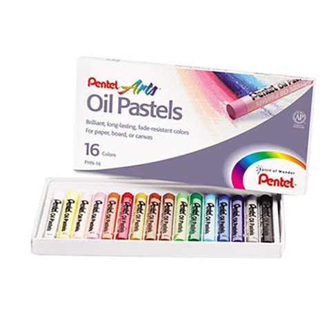 Pentel PHN16 16 Color Assorted Oil Pastel Set With Carrying Case