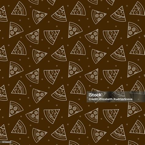 Seamless Pattern With Triangular Slices Of Pepperoni Pizzas With Ham