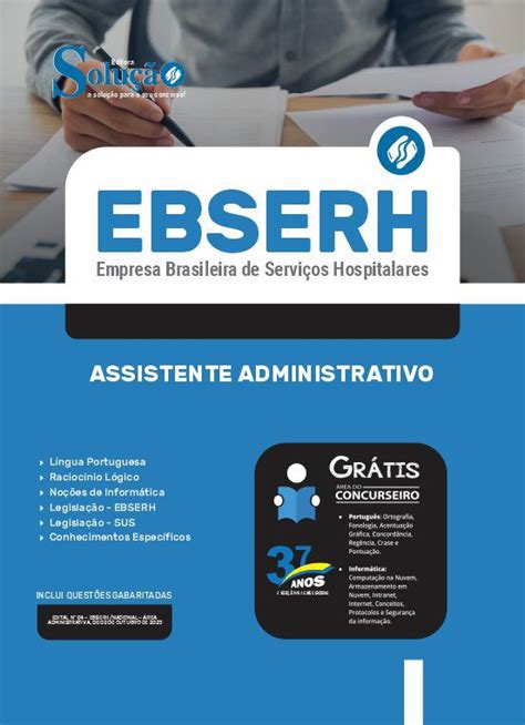 Kit Apostila Ebserh 2023 Assistente Administrativo Caderno De