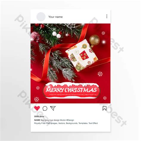 Red Warm Photo Merry Christmas Social Media Post Psd Free Download