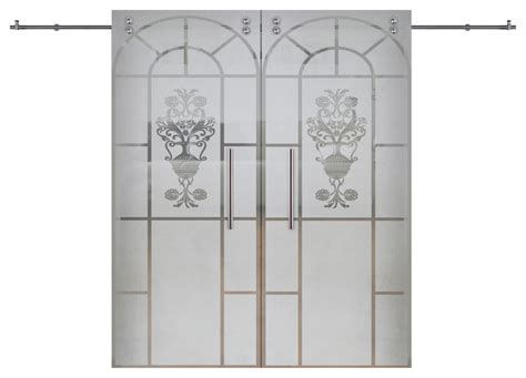 Double Sliding Glass Barn Door Design V2000 2x 28 X81 Contemporary Interior Doors By