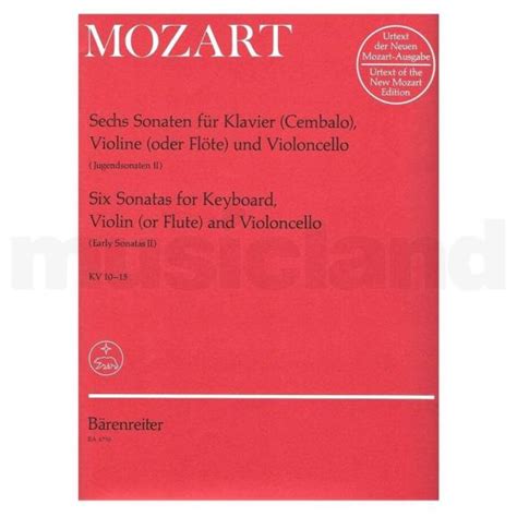 Mozart Six Sonatas for Keyboard Violin Cello KV10 15 Βιβλίο για Σύνολα