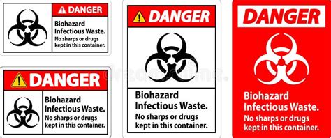 Danger Label Biohazard Infectious Waste No Sharps Or Drugs Kept In